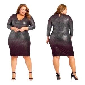 Lane Bryant Ombré Purple/Silver Metallic Shimmer Dress Size 22/24